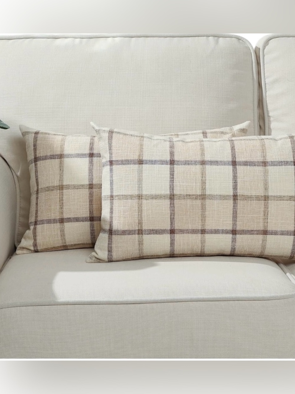 Pack of 2 Fall Lumbar Linen Buffalo Check Throw Pillow Covers Autumn 20x12